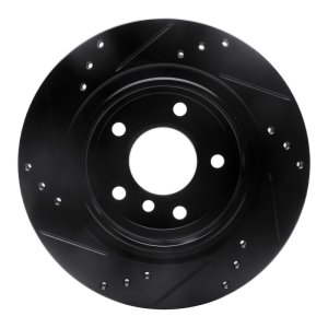 BMW Z4 Brake Rotor (1) - Rear Right - R1 Concepts - Drilled & Slotted - Black - `03-`08